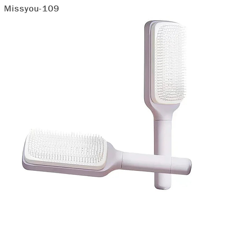 Self-Cleaning Scalp Massage Hair Brush — Anti-Static Detangling Paddle Brush