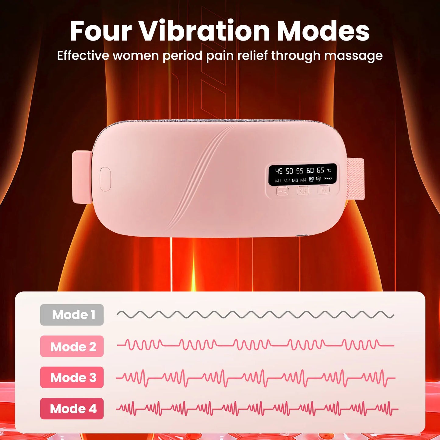 Heating Pad Belt for Period Pain & Back Pain Relief — Portable Electric Massage Waist Warmer