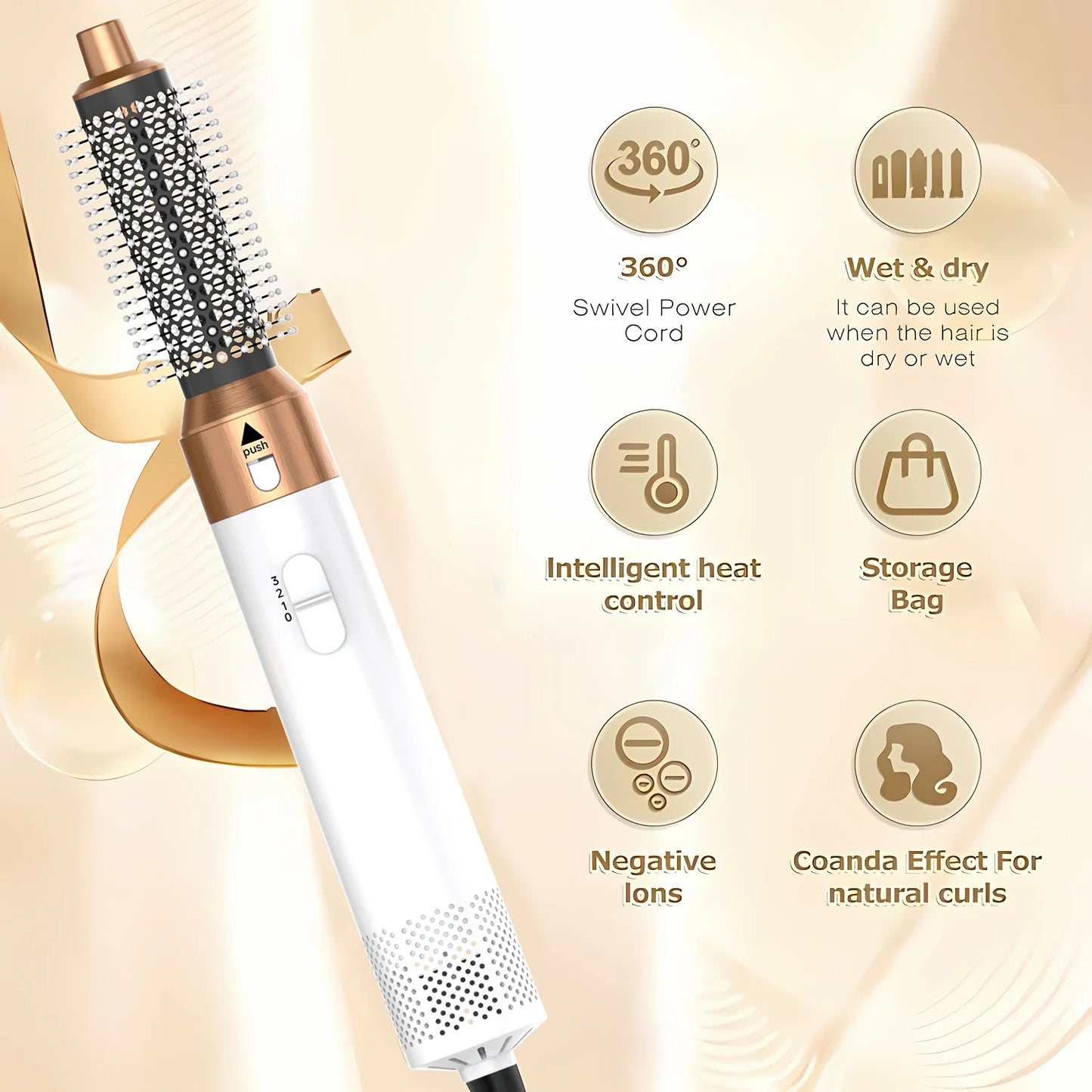 5-in-1 Styling Set With Curling Iron Hair Dryer Hot Air Comb Straightener Professional Hair Styling Tool Long-Lasting